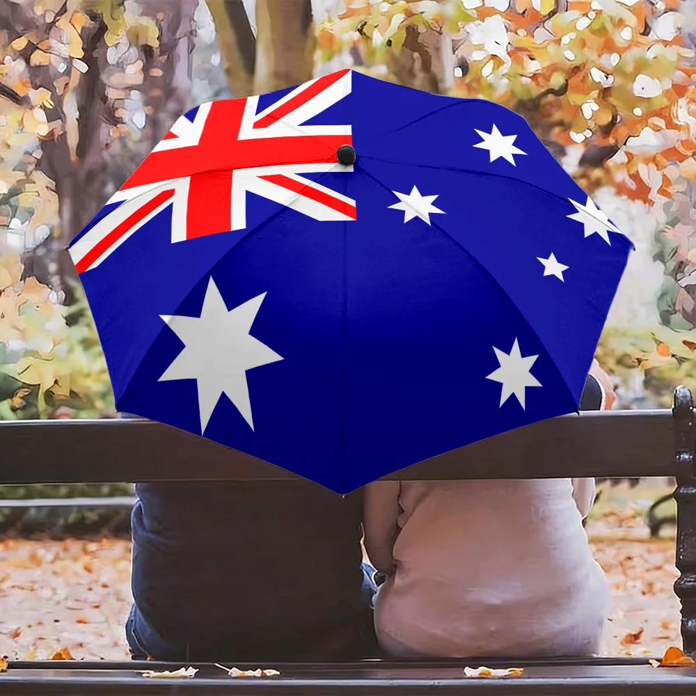 

Автоматический складной зонт с принтом флага Австралии и Юнион Джека с белыми звездами, водонепроницаемый, ветрозащитный, компактный, для путешествий