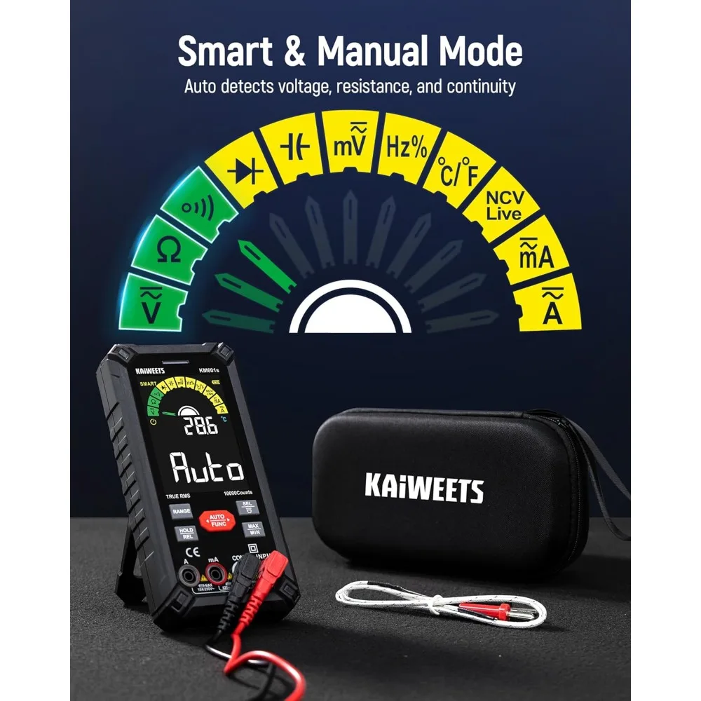 مقياس رقمي متعدد 10000 عدد TRMS مقياس متعدد ذكي قابل لإعادة الشحن شاشة LCD ملونة فولت متر يقيس الجهد #4