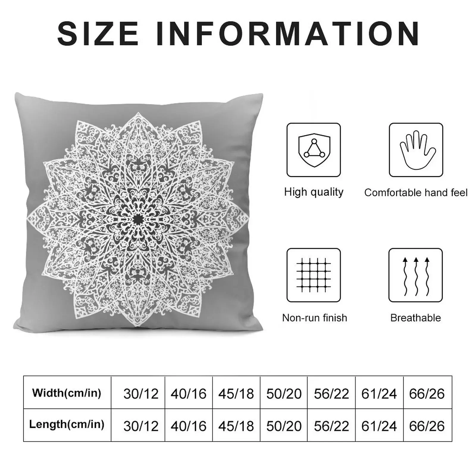 Filigree Mandala *white & grey* Throw Pillow Ornamental Pillow Decorative Pillow Covers For Sofa