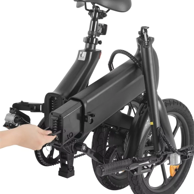 

Urban 16 inch foldable electric bicycle with 350 watt DC motor,speed of 25 kilometers per hour,48v integrated detachable battery