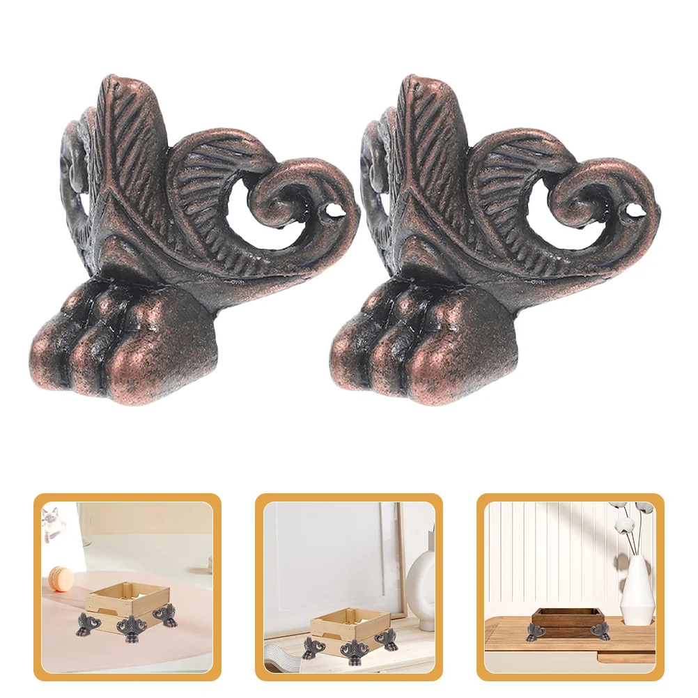 

6pcs Vintage Base Feet For Wood Boxes Retro Metal Corner Protectors Decorative Furniture Legs Support Brackets Cabinet Decor