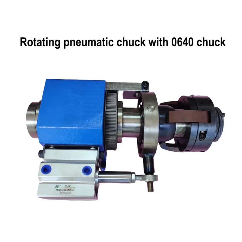 Spindle type rotary pneumatic clamping seat with 0640 chuck small machine tool head box bedside spindle seat quick clamp