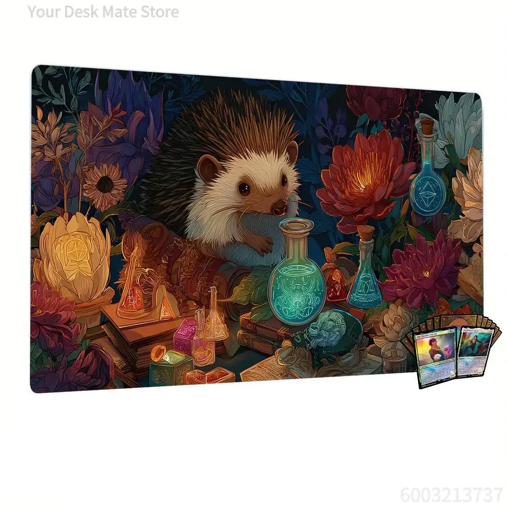

Hedgehog Wizard Design Magic Party Game Mat Durable Rubber for TCG Games 35X60cm Mouse Pad Offices Desk Mats Friendly Design