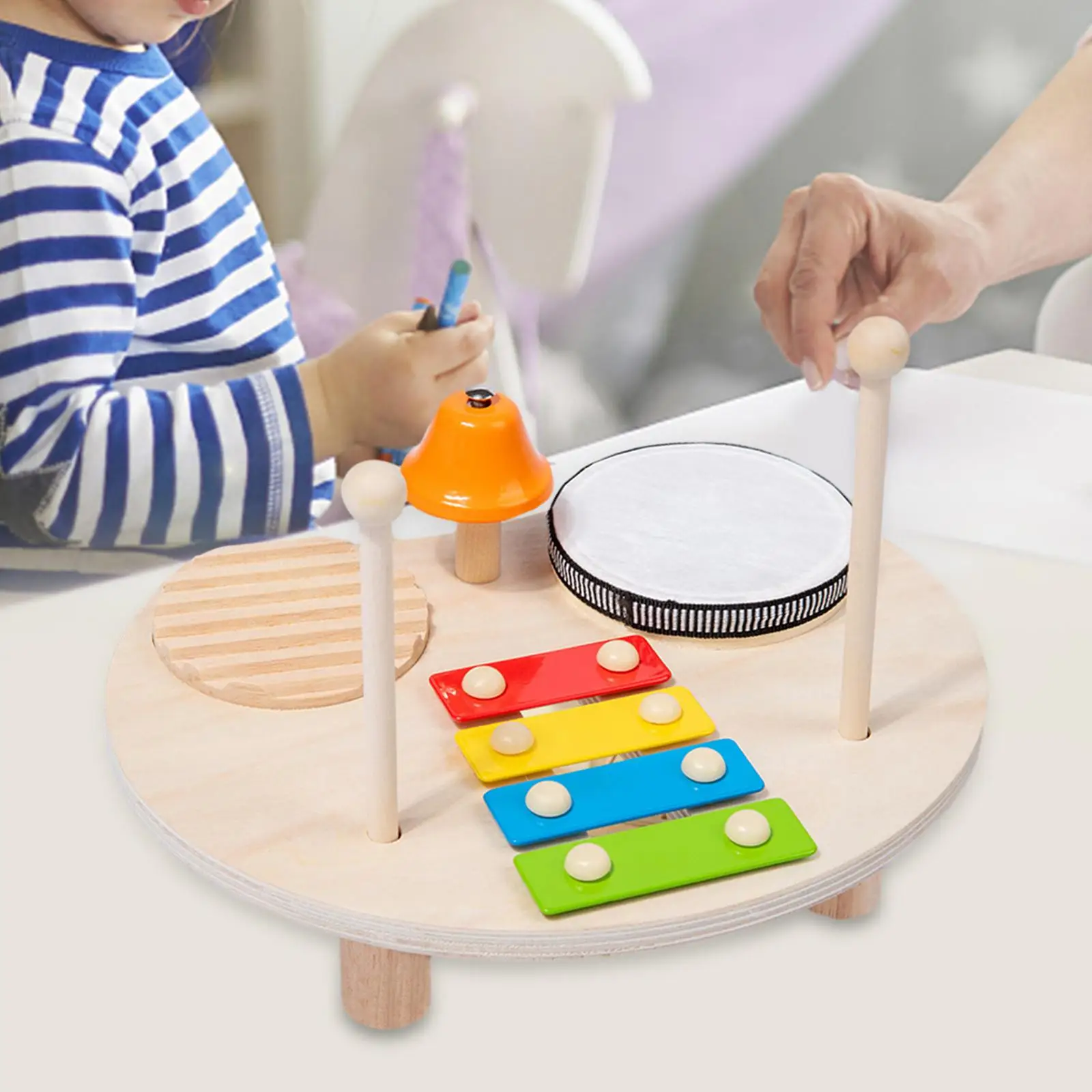 

Montessori Music Instruments Toy Hand Eye Coordination Wooden Xylophone Kids Drum Set for Age 2 3 4 5 6 Gift Babies Boys Girls