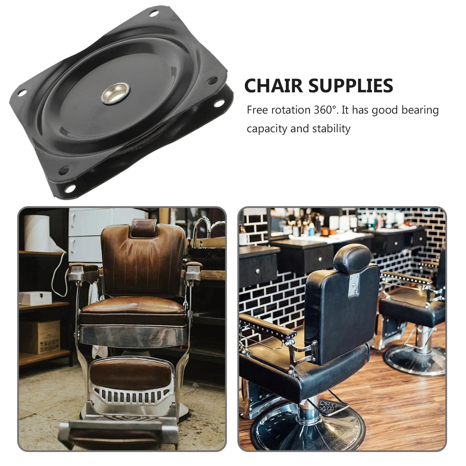 Heavy Duty Black Iron Square Swivel Plate 360 Deg Rotation Base for Stools Chairs Bars Kitchen Islands Multipurpose Universal