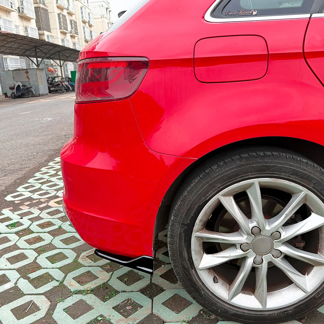 For Audi A3 S3 8V Sline 2013-2016 Rear Bumper Side Spoiler Air Vent Cover Carbon Fiber Look/Gloss Black Lower Diffuser Splitter