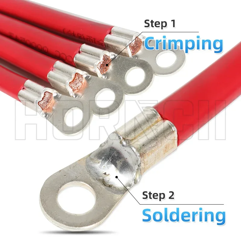 Battery Inverter Cable 8 6 4 2 AWG Stranded Copper Wire Connector with Solder Ground Jumper Cable for Car RV Boat Starter Solar
