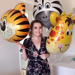1Pcs Cartoon Animals Foil Ballons for Kids Jungle Safari Birthday Party Decor Tiger Monkey Giraffe Zoo Helium Balloon Supplies