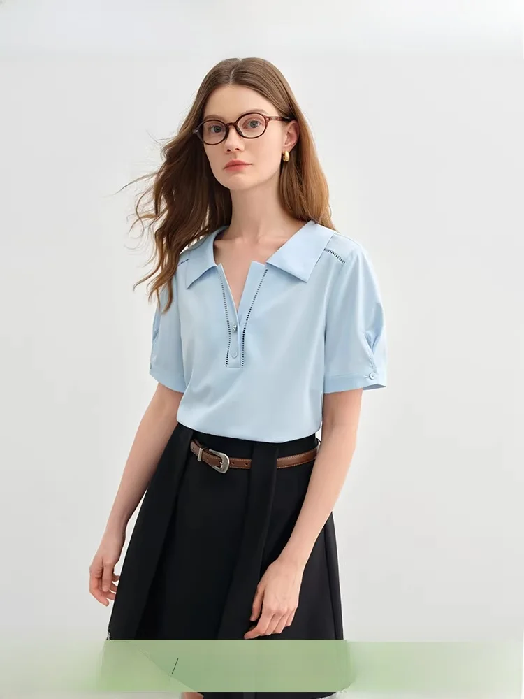 

Модная повседневная блузка для женщин больших размеров, простой дизайн, летняя новинка, универсальный повседневный топ для женщин больших размеров