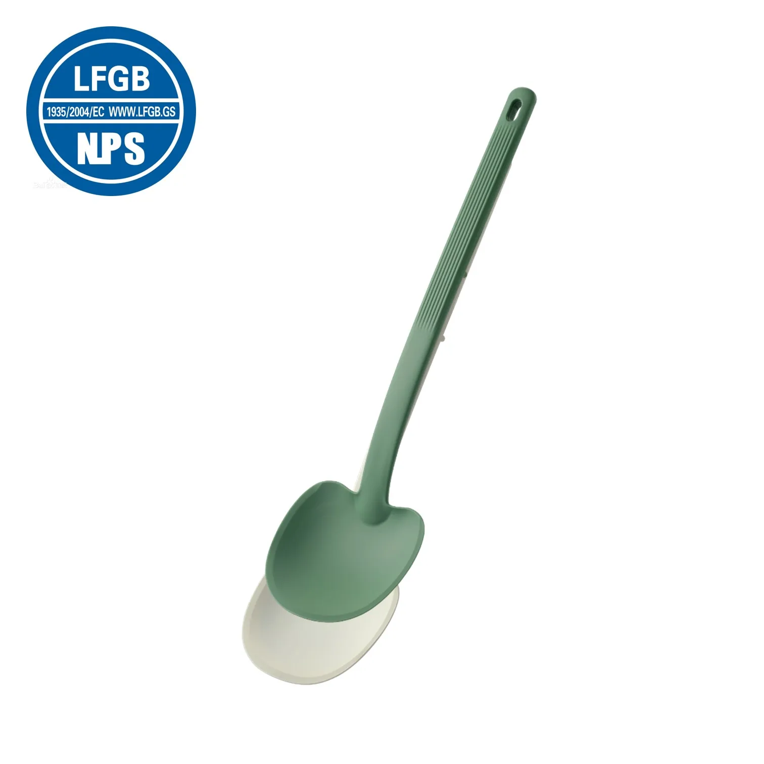 

LFGB Certification Universal Direction Shoveling Spatula Flexible Silicone 430 Stainless Steel Cooking Turner and Scooper 2 in 1