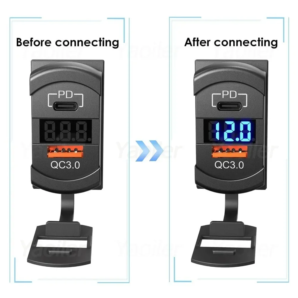 PD Type-C & USB Charger Rocker Switch – 2-Port – Fits Polaris RZR, Ranger, Can-Am X3 – 12V/24V Universal