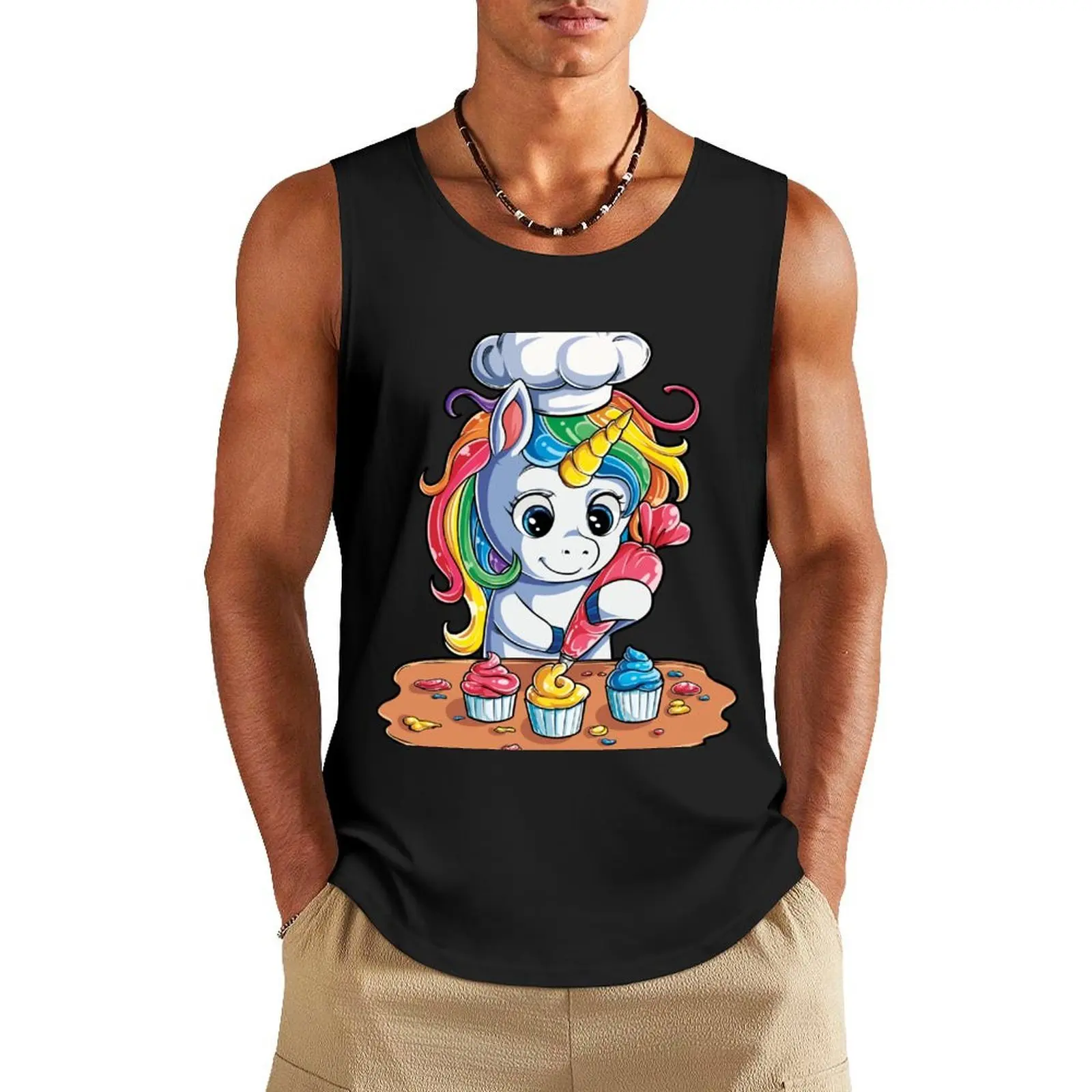 

Unicorn Baking Cupcake T Shirt Kids Girls Boys Rainbow Squad Cute Gifts Party Men Women Tank Top Vest male anime gym