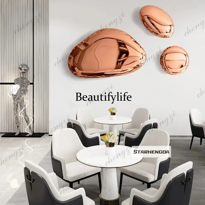 M138 TTT Stainless Steel Water Drop Wall Hanging, Cobblestone Sculpture, Creative Round Pendant, Soft Decoration