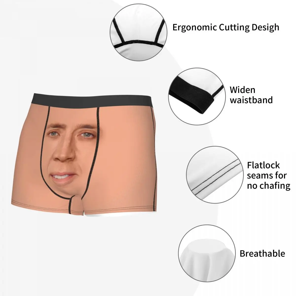 Humor Boxer Shorts Panties Man Nicolas Cage Face Underwear Soft Underpants for Male