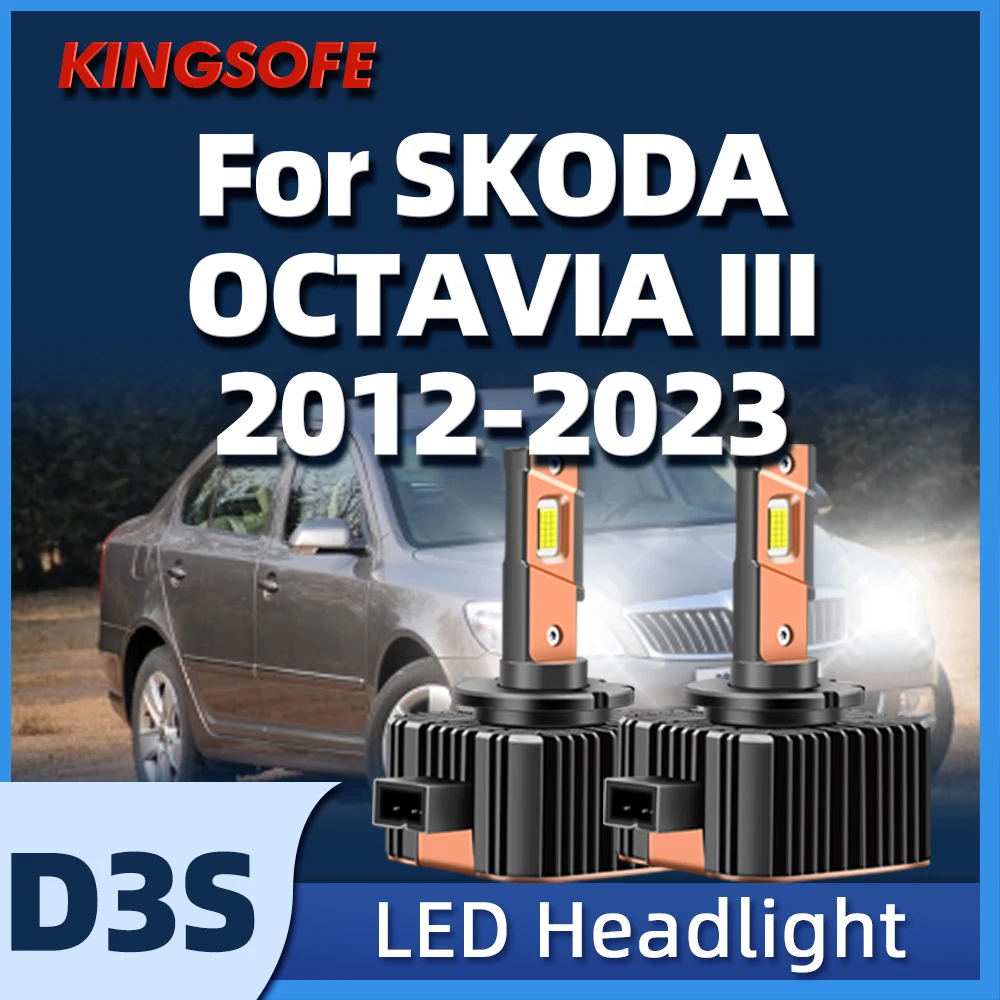 KINGSOFE Car LED Bulbs 30000LM D3S HID Headlights For SKODA OCTAVIA III 2012 2013 2014 2015 2016 2017 2018 2019 2020 21 22 2023