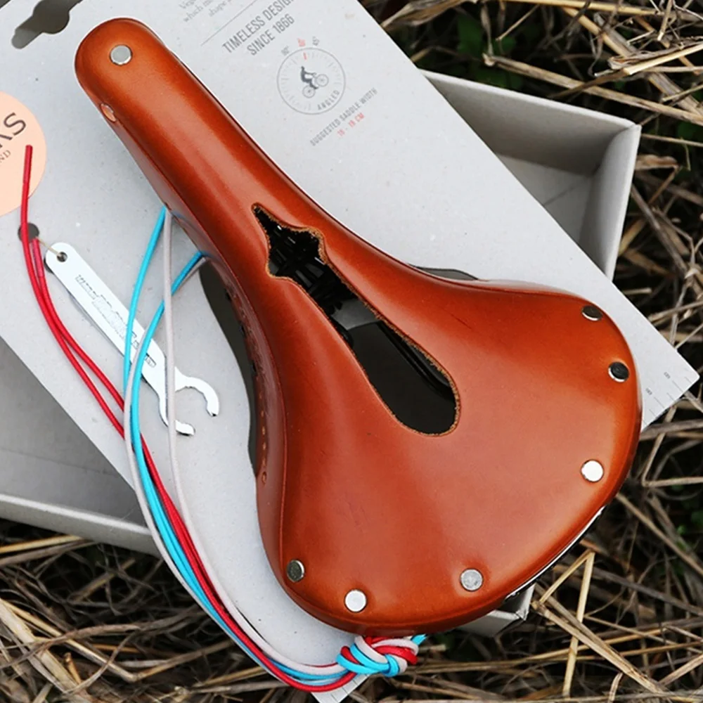 Sillín de bicicleta Brooks B17 de cuero con asiento cómodo recortado de cuero genuino para bicicletas de carretera, MTB y de turismo