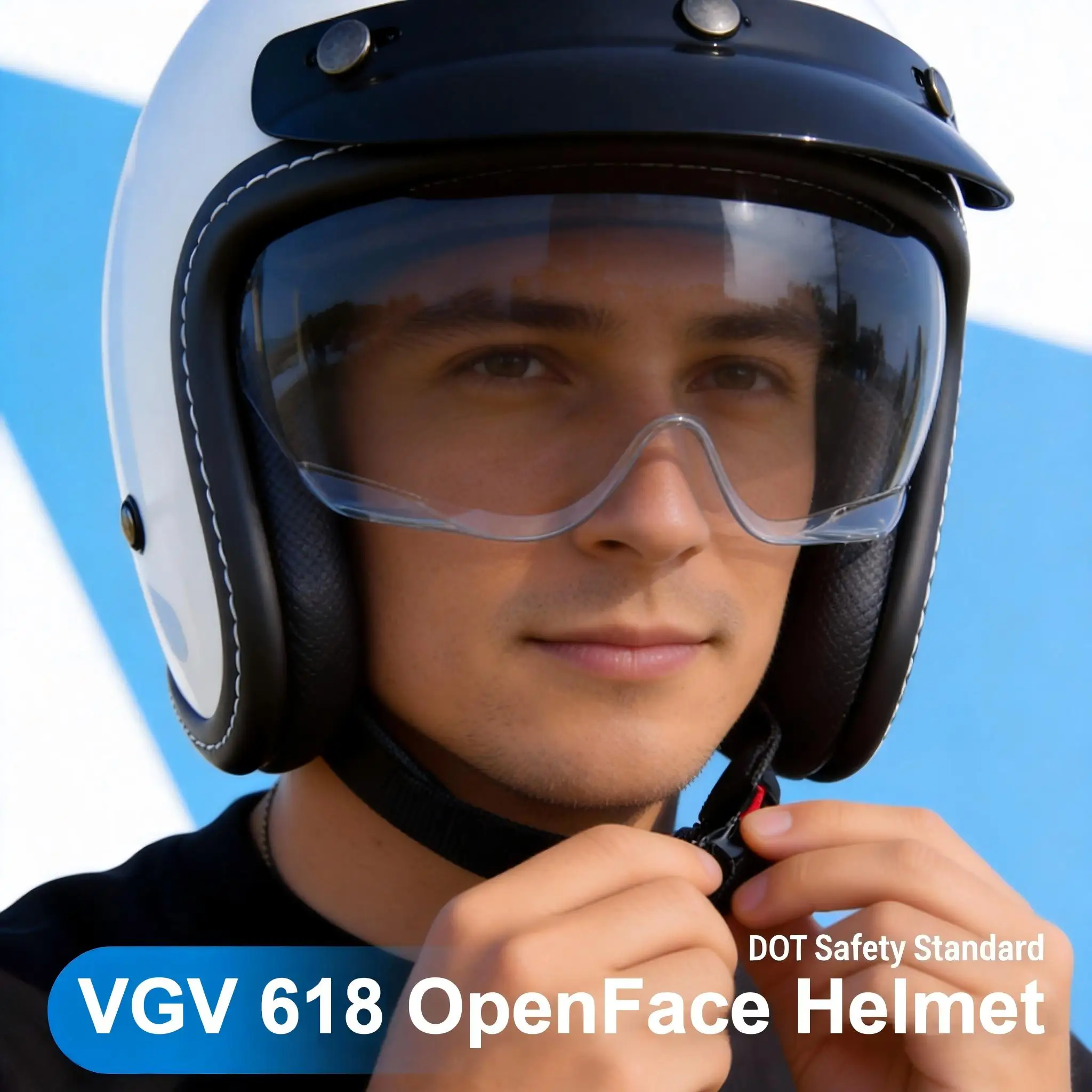 

Мотошлем VGV 618 в ретро-стиле, открытый, сертифицированный DOT, новинка 2026 года, для мужчин и женщин, всесезонный, для безопасной езды на открытом воздухе.