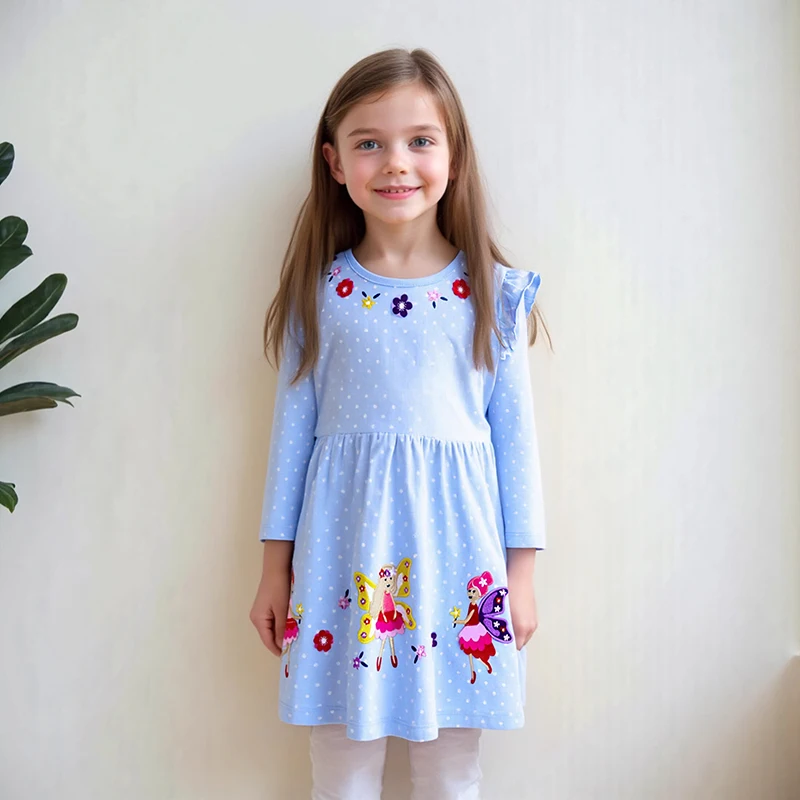 Little Maven Kleine Mädchen Baumwolle Kleider Cartoon Engel Elfen Baby Mädchen Kleid Herbst Frühling Kinder Party Kostüme