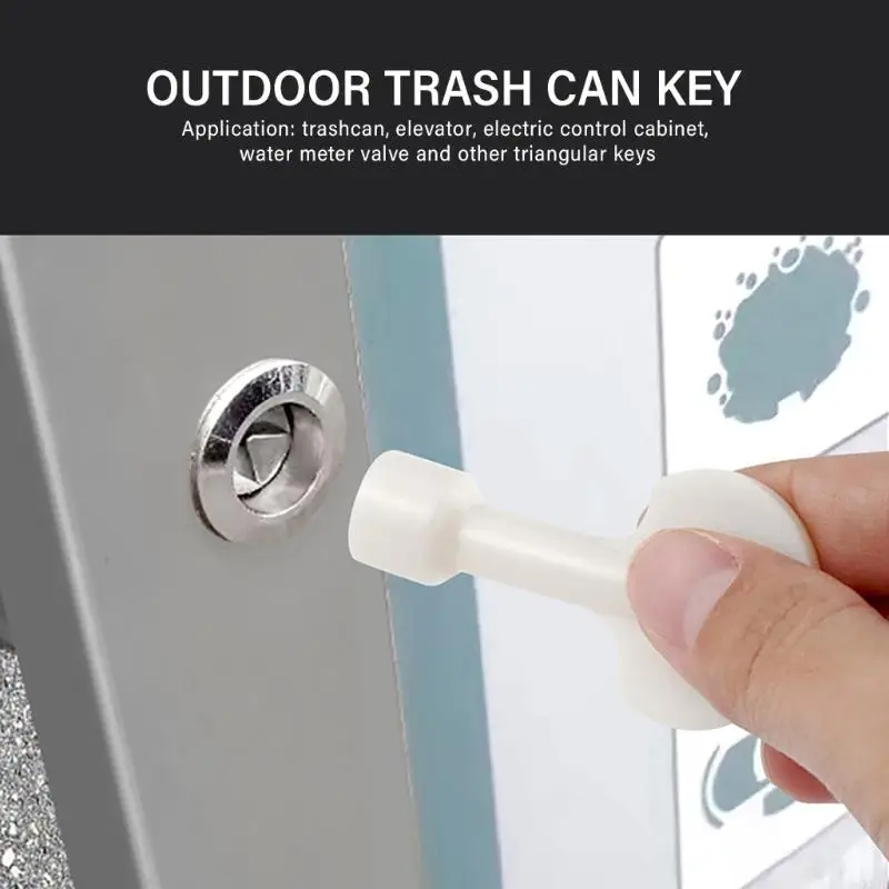 920L Trash Can Key Portable Triangular Key Plastic Triangular Lock Tongue Turning Key for Animals Outdoor Garbage Enduring