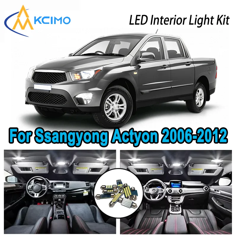 

Premium Bright LED Interior Light Kit for Ssangyong Actyon 2006-2012 2007 2008 Dome Map Trunk Car Lamps with Canbus No Error