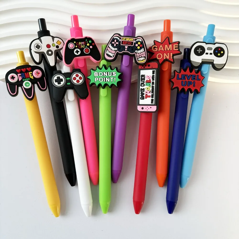 

10pcs Cartoon Game Console Soft Patch DIY Ballpoint Pen Black Ink Pen for Students Office Supplies