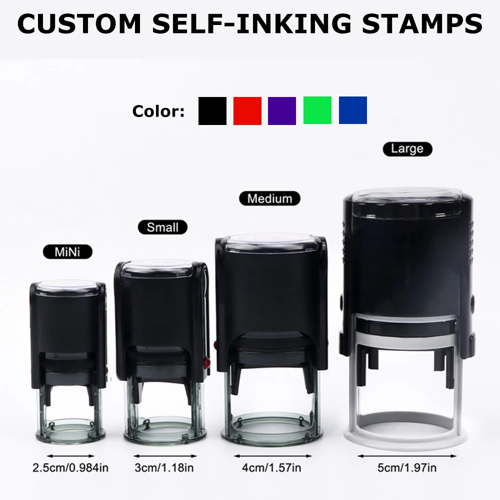 25/30/40/50 mm individueller selbstfärbender Stempel, personalisiertes Logo, Presstyp-Tintenstempel, individuelle Visitenkarte, Hochzeitseinladung