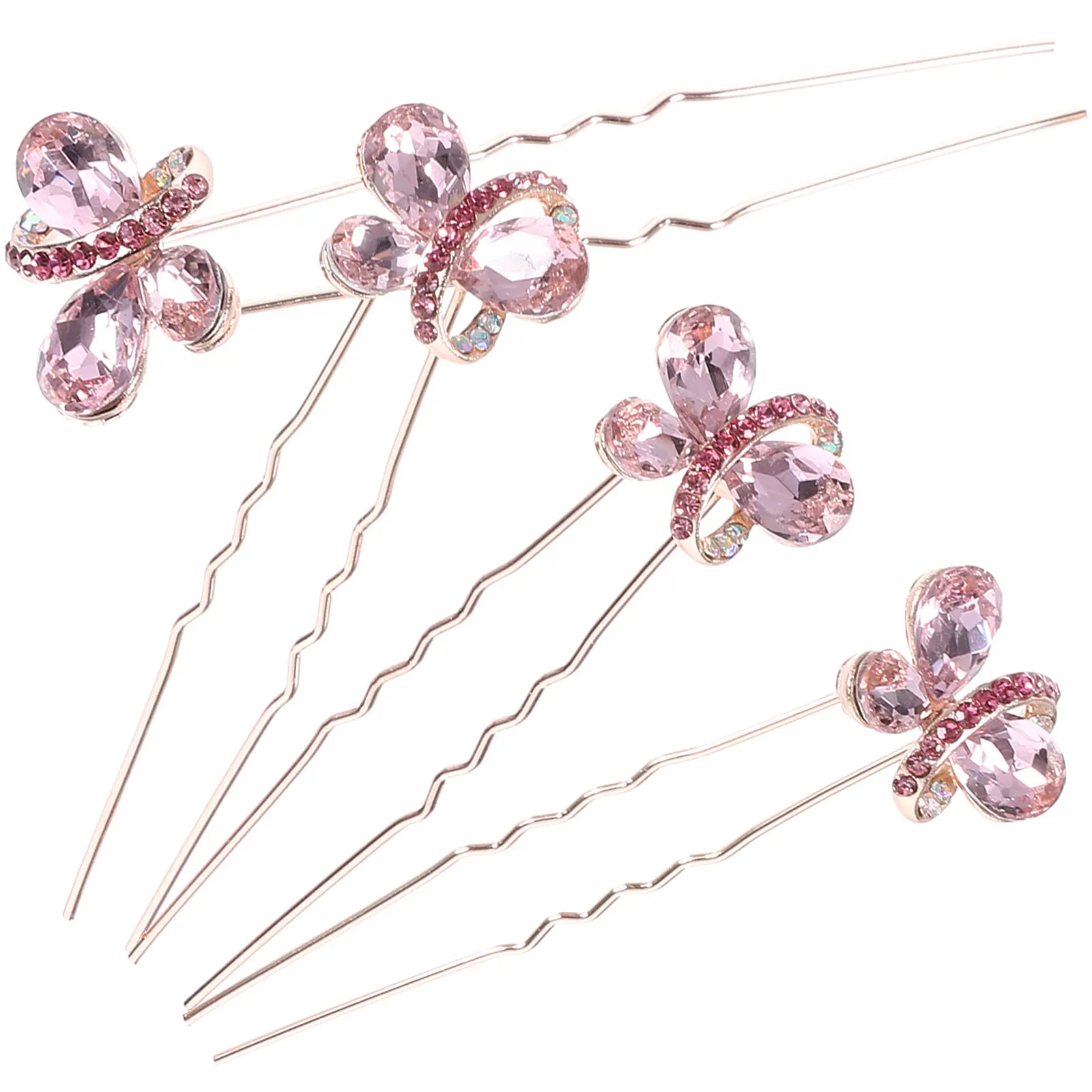 

Набор из 4 U-образных заколок для волос с кристаллами и стразами, свадебные аксессуары для прически, декоративные заколки-украшения для волос, U-образные свадебные заколки