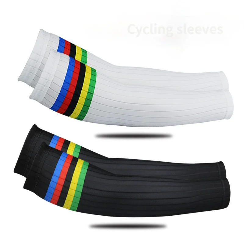 Cycling Aero Bike Cuff Arm Cover Sleeves UV Stripe Running SunscreenSun Bicycle Sleeves Leg Sport Cycling Outdoor Arm Warmer\'s