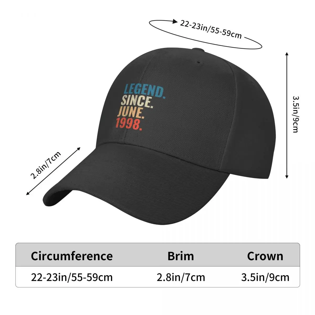 Legend Since June 1998 Retro Vintage Baseball Cap summer hat Fashion Beach Christmas Hat Fishing cap Men Women's