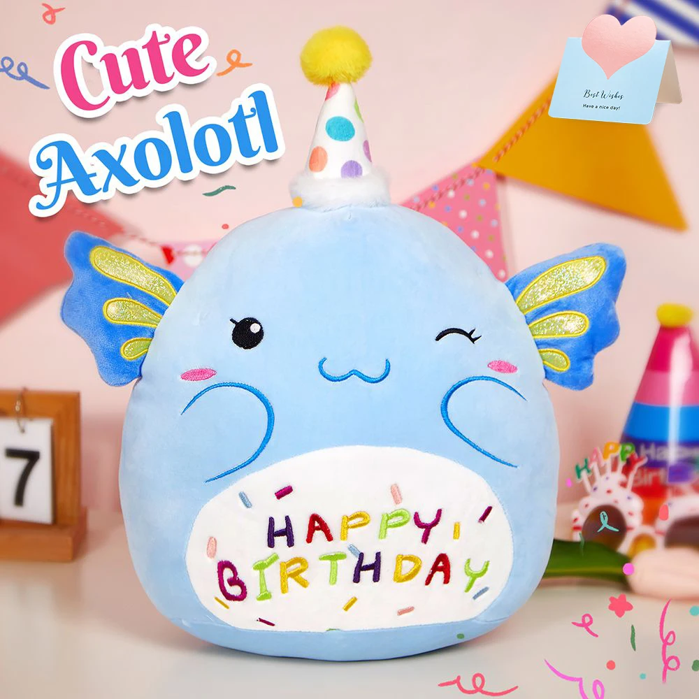 

40cm Stuffed Animals Throw Pillows Cute Blue Axolotl Sleeping Doll Toy for Girls Birthday Gifts Easy To Clean Kawaii Plush Toy