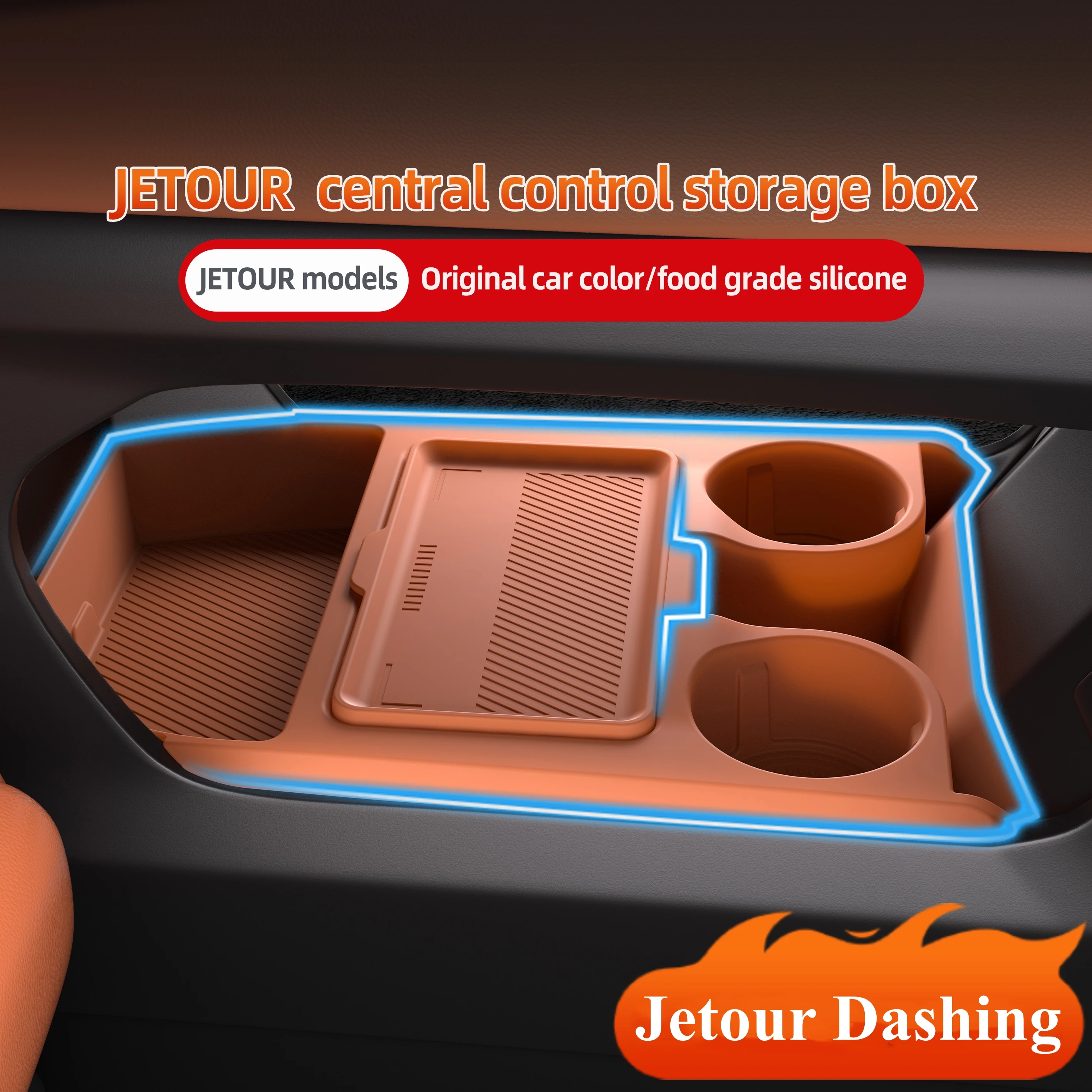 

2015 For Jetour Dashing Silicone Center Console Below Storage Box Central Control Organizer Mat Car Interior