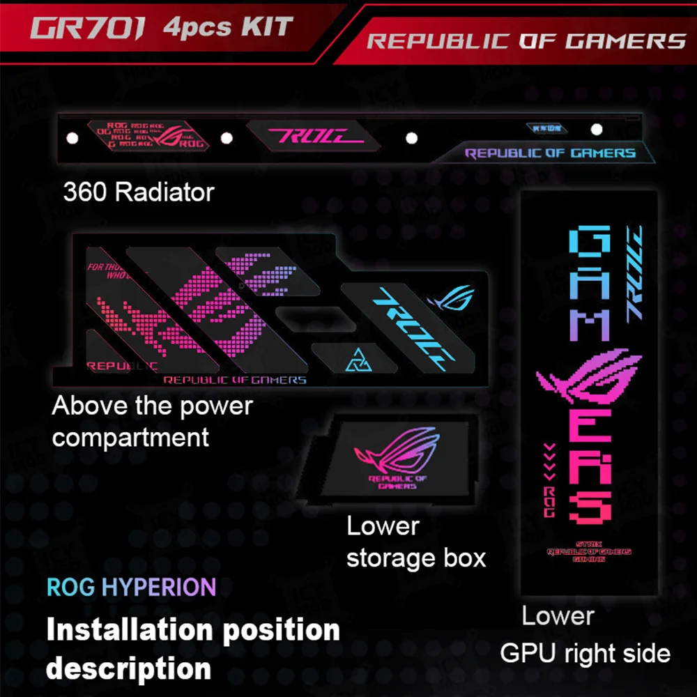 Imagem -02 - Rog Gr701 Chassi Rgb Painéis de Iluminação a Laser 2023 Novo Asus Hypeion Jogadores Personalizados Reequipamento Kit 5v Argb pc Case Mortalha Peças