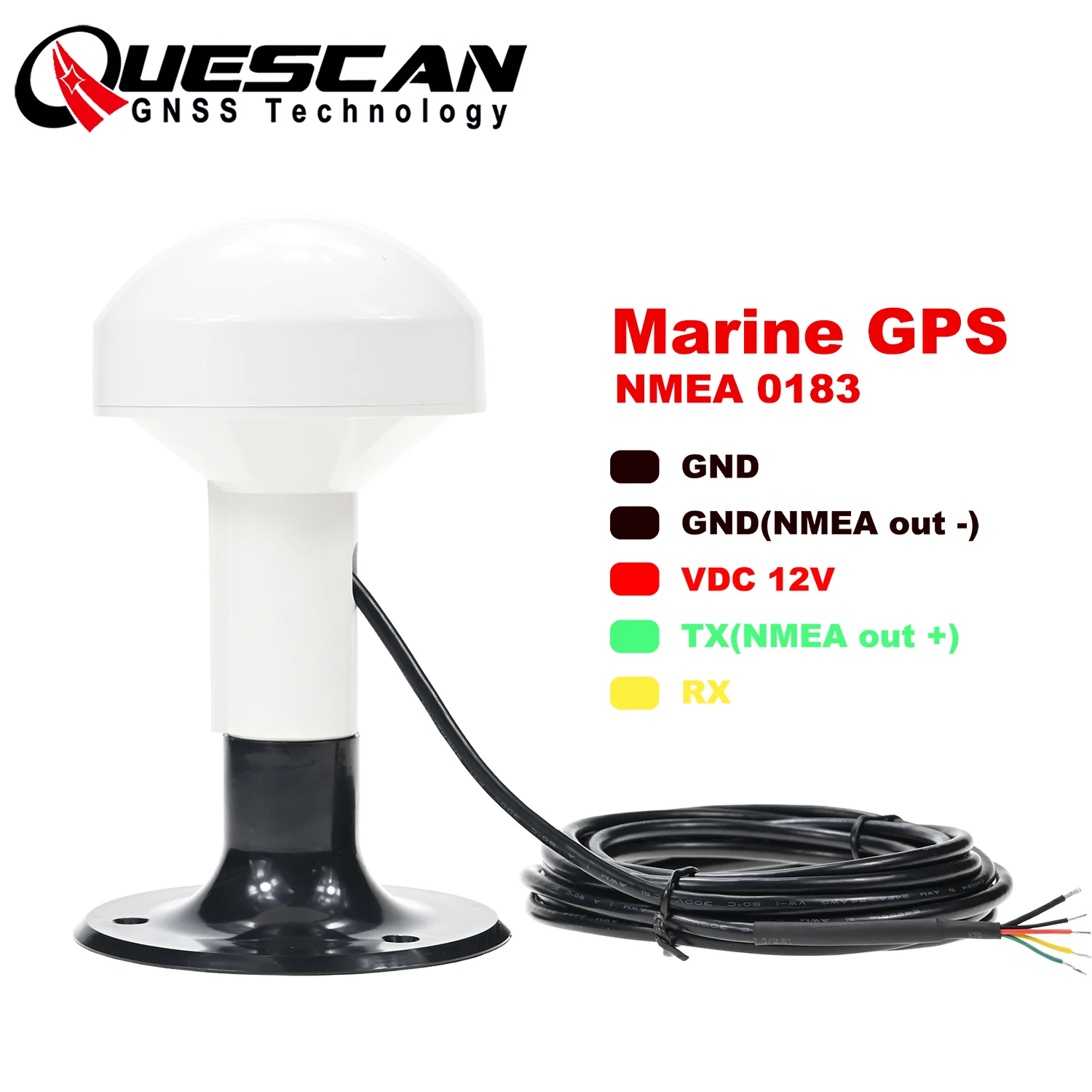 

Quescan GPS17 12V Marine NMEA0183 GPS Antenna Garmin GPSMAP Raymarine Lowrance NMEA 0183 GPS QZSS WAAS Receiver RS232 4800 Baud