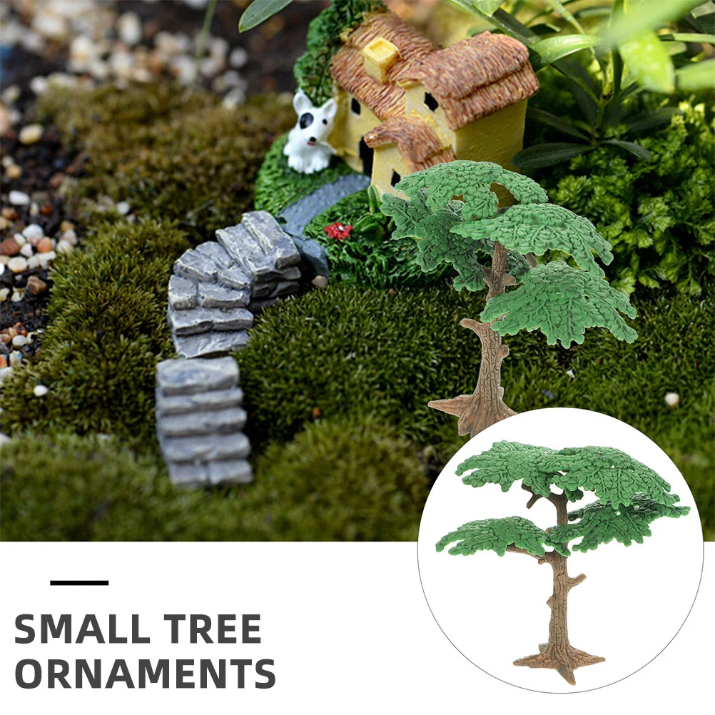 4 Uds. De árbol de paisaje de simulación, Mini modelo de mesa de arena, accesorio de escena, árboles, pino, casa de muñecas de plástico, plantas para niños