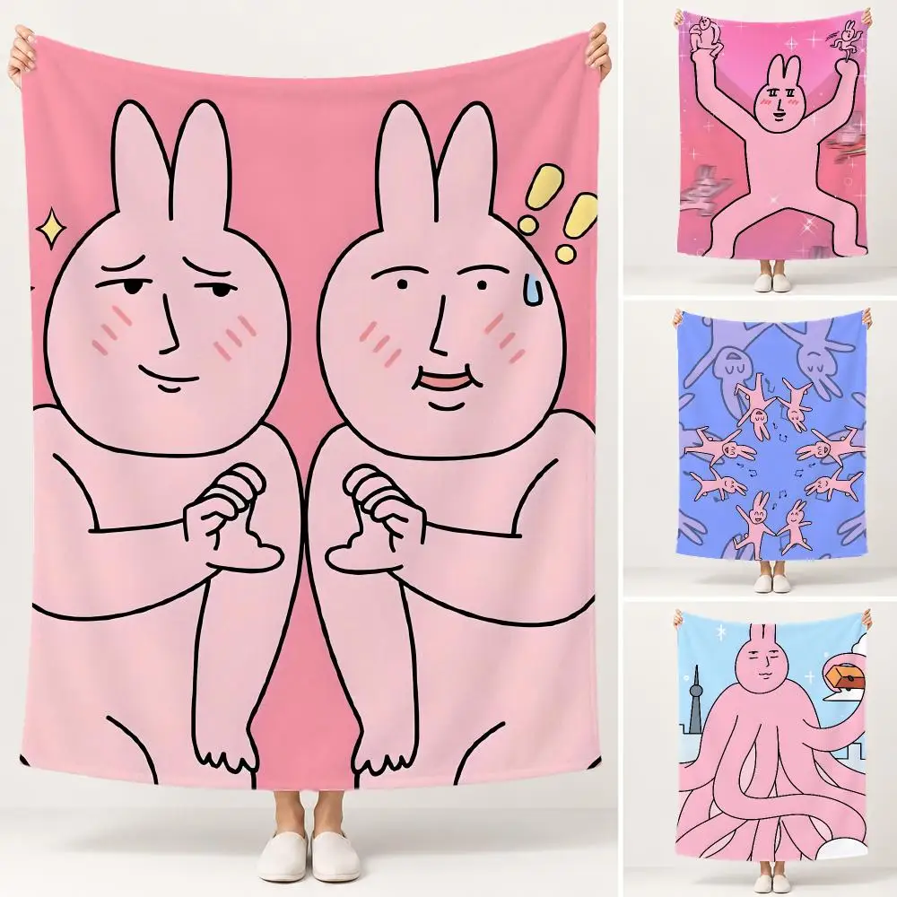 Character My Friend Rabbit Throw Soft Plush Flannel Pet Blanket, Home Decor Cover for Sofa, Bed, Trip & Picnic