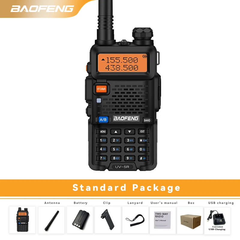 Baofeng Uv 5r 8W 워키토키 고출력 듀얼 밴드 양방향 라디오, 장거리 핸드헬드, 사냥용 휴대용 통신 라디오 