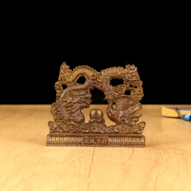 Dragon and Phoenix Alloy Figurine, Home and Office Decorative Ornament, Creative Desktop Decoration, Craft, and Housewarming Gif
