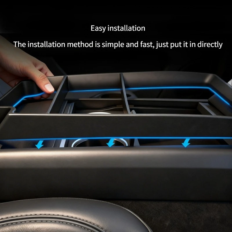 Mittelkonsolen-Abdeckung für Tesla Model 3 Y 2021-2023 Zentrales Bedienfeld Rahmen Aufbewahrungsbox Organizer Brillenhalter Zubehör – Detail 3