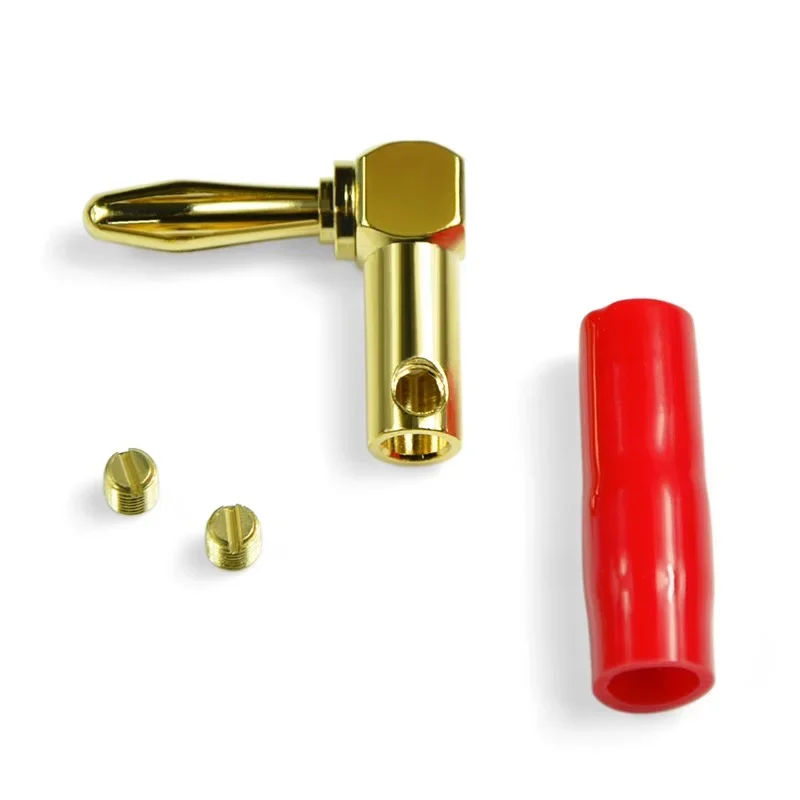 4 mm L-vormige haakse bananenstekker Zacht plastic omhulsel 90 graden bananenconnector Rood Zwart voor audio-videoluidspreker