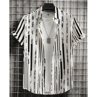 Hawaiian Shirts For Men 3d Striped Print Short Sleeve Shirts Summer Loose Casual Tops Simple Fashion Oversized Men Clothing
