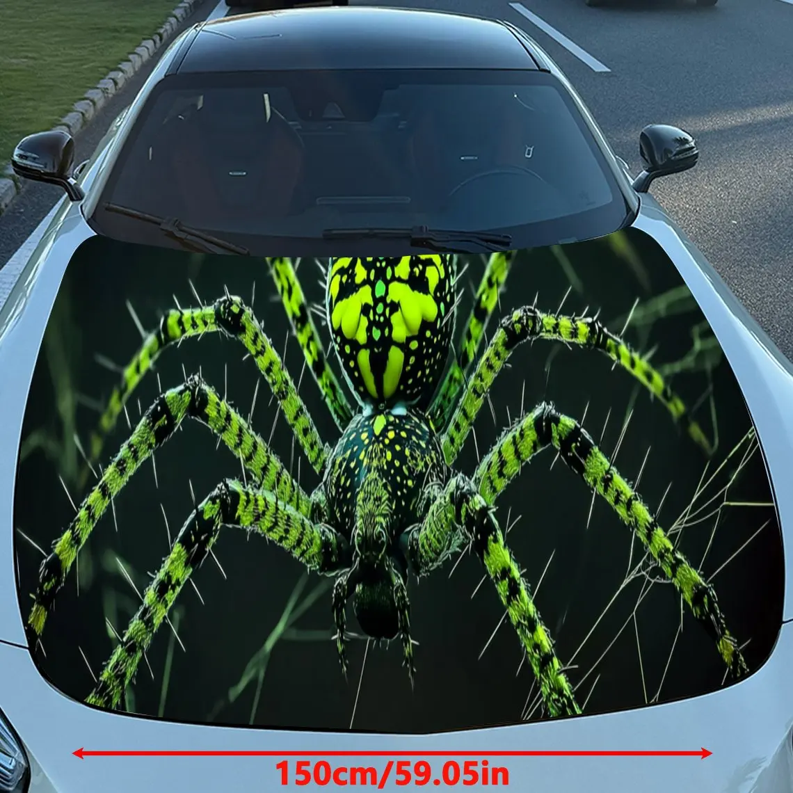 Fluorescent Green Spider Automobile Hood Vinyl Sticker Packaging Film Self-adhesive Sticker General Motors Hood Decal