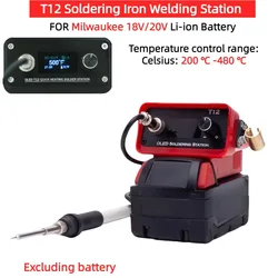 Portable T12 Intelligent Digital Soldering Iron Welding Station for Milwaukee 18V/20V Lithium Battery for DIY Repair（No Battery