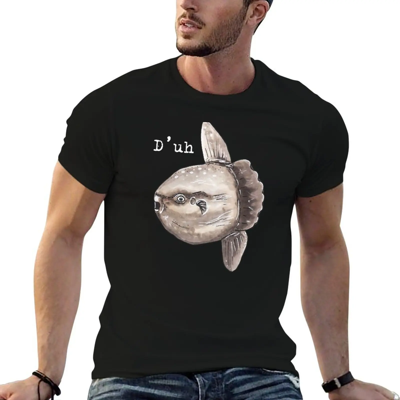 Camiseta masculina da série Animal Mola Mola, camiseta masculina de designer, camisetas masculinas casuais de algodão, camiseta de alta qualidade