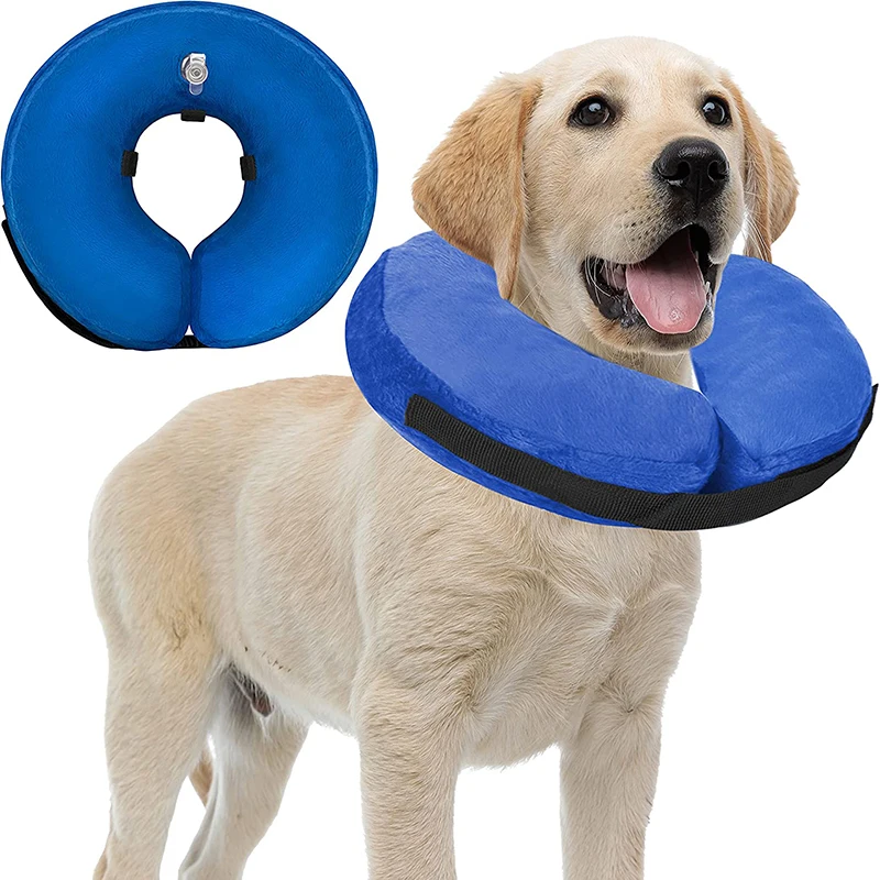 Collar inflable protector para perros y gatos, Collar suave de recuperación para mascotas, Collar isabelino para perros pequeños y grandes, no bloquea la visión, Collar electrónico