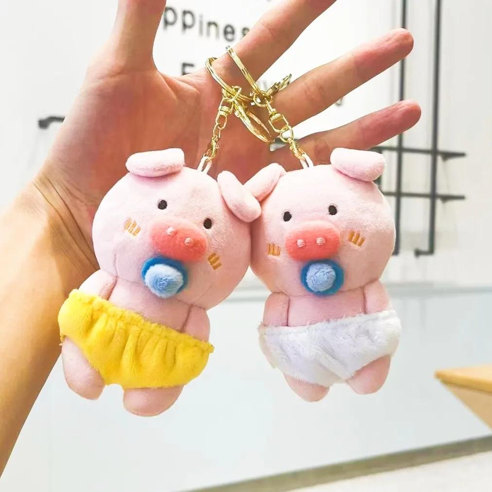 new Funny Two handed pocket inserted pig trendy plush pendant  personalized doll car decoration mobile phone keychain gift