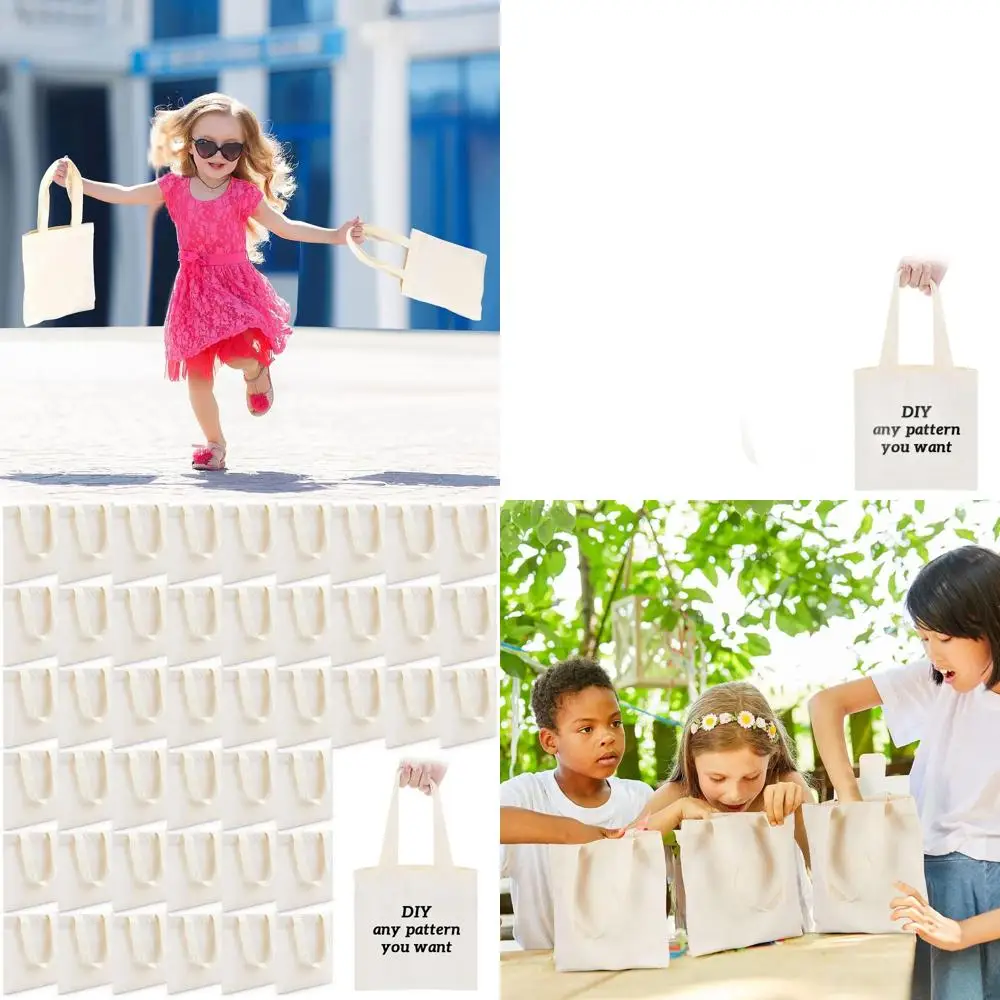 

100 Pack Mini Tote Bags - Sublimation Blank Canvas for Reusable Grocery Bags, DIY and Party Favors (8.5 x 8, Natural)
