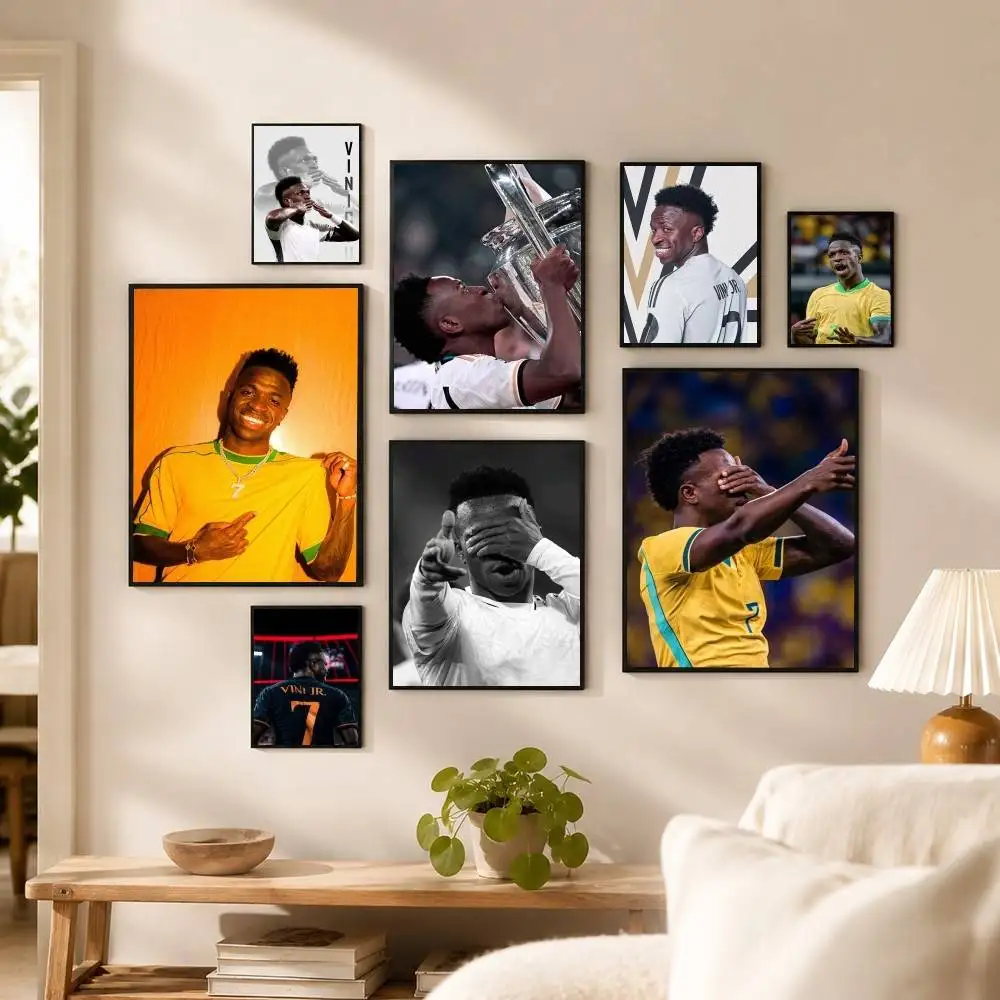 Football star V-Vinicius Jr  Poster Waterproof Wall Art Sticker For Bar Living Room Vintage Decor High Quality Print Gift