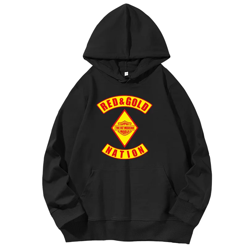 Red and Gold Nation Bandidos fashion graphic Hooded sweatshirts Spring Autumn Hooded Shirt essentials hoodie Men\'s sportswear