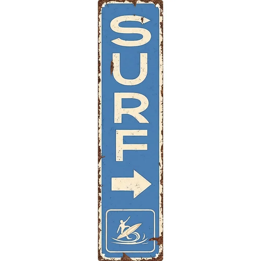 Panneau métallique Vintage Surf Beach, Art mural nautique 4x16 pouces pour la maison, le Bar, le café et la décoration extérieure