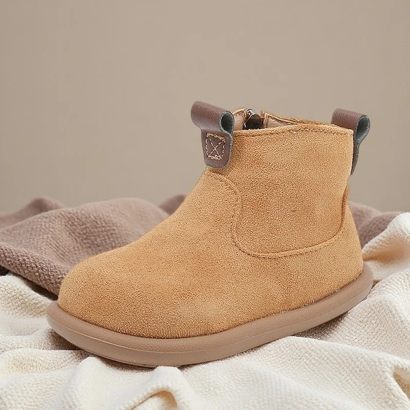 

Kids Faux Fur Winter Boots 2026 New Girls Boys Chunky Snow Boots British Style Unisex Waterproof Snow Boots Anti-Slip Outdoor